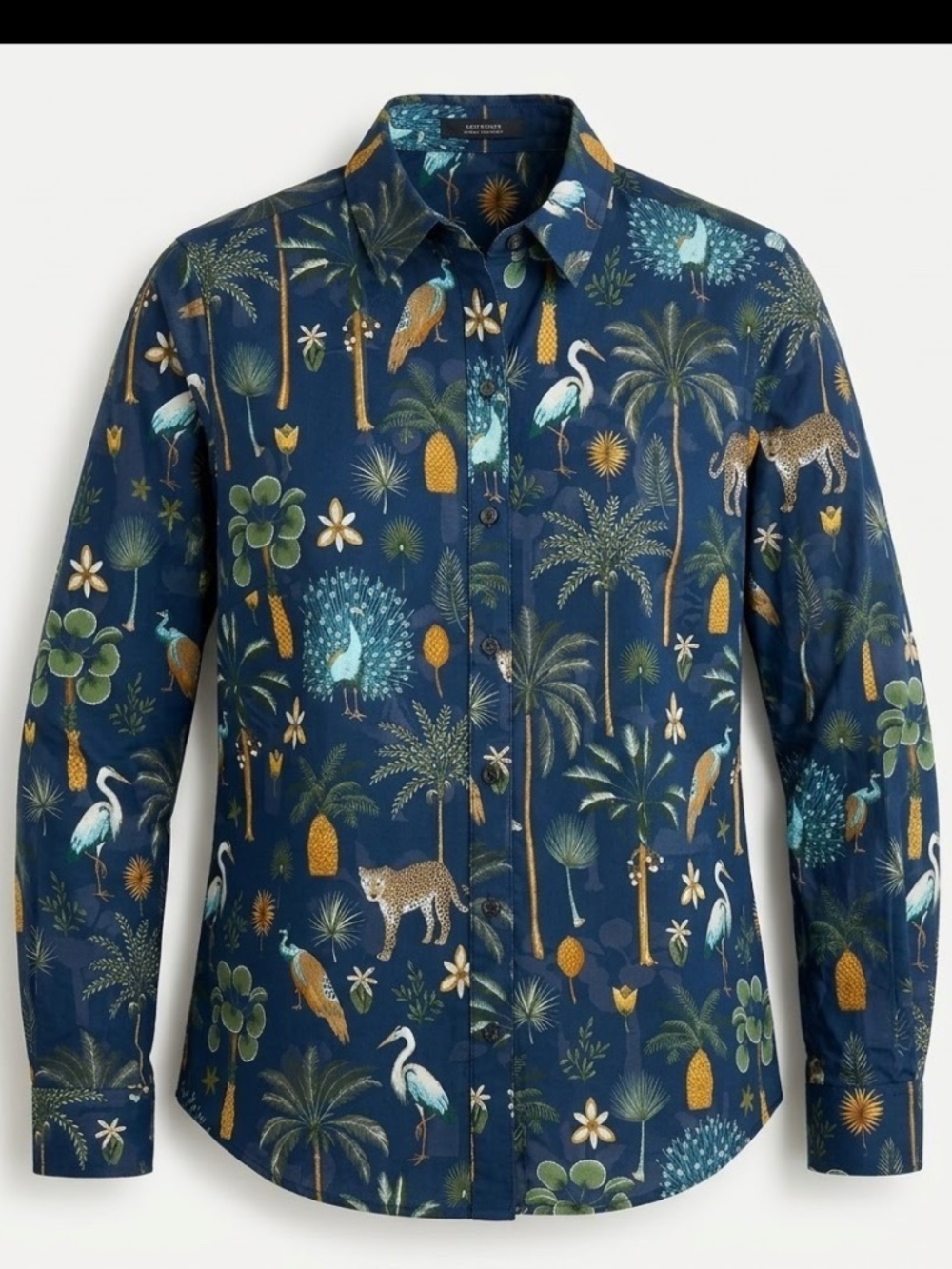 J.McLaughlin Jungle Tableau Safari Peacock Button Down Shirt Top Medium